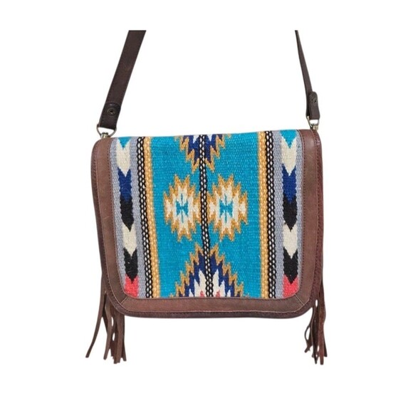 American Darling Saddle Blanket Leather Crossbody Bag Western Fringed Purse - Picture 1 of 11